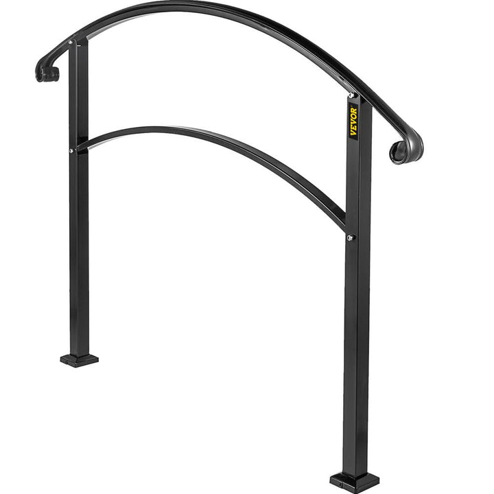 VEVOR Handrails Fit 1 to 3 Steps Stair Railing Wrought Iron Handrail Front Porch Hand Rail for Outdoor Steps, Black