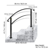 VEVOR Handrails Fit 1 to 3 Steps Stair Railing Wrought Iron Handrail Front Porch Hand Rail for Outdoor Steps, Black