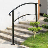 VEVOR Outdoor Handrails Fit 4 to 5 Steps Stair Railing Black Front Porch Hand Rail Wrought Iron Handrail for Concrete Steps