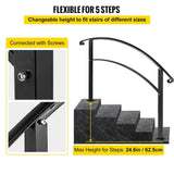 VEVOR Outdoor Handrails Fit 4 to 5 Steps Stair Railing Black Front Porch Hand Rail Wrought Iron Handrail for Concrete Steps