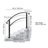 VEVOR Outdoor Handrails Fit 4 to 5 Steps Stair Railing Black Front Porch Hand Rail Wrought Iron Handrail for Concrete Steps