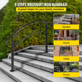 VEVOR Outdoor Handrails Fit 4 to 5 Steps Stair Railing Black Front Porch Hand Rail Wrought Iron Handrail for Concrete Steps