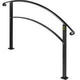 VEVOR Outdoor Handrails Fit 4 to 5 Steps Stair Railing Black Front Porch Hand Rail Wrought Iron Handrail for Concrete Steps