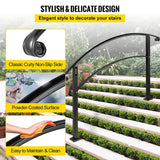 VEVOR Outdoor Handrails Fit 4 to 5 Steps Stair Railing Black Front Porch Hand Rail Wrought Iron Handrail for Concrete Steps