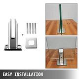 VEVOR Glass Railing Clamp 4 PCS Glass Railing 3.8 x 3.8 x 6.3 in. Glass Clamp for Glass Thickness 3/10 in. to 1/2 in., Silver