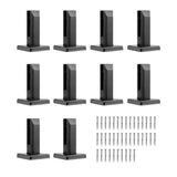 VEVOR Glass Clamp 10 pcs 6.3 in. H x 3.94 in. W Black Stainless Steel Stair Railing Kit Railing Bracket for 0.31 to 0.47 in.
