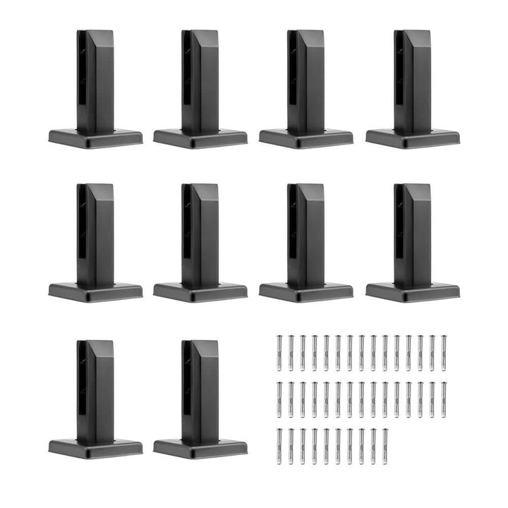 VEVOR Glass Clamp 10 pcs 6.3 in. H x 3.94 in. W Black Stainless Steel Stair Railing Kit Railing Bracket for 0.31 to 0.47 in.