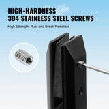 VEVOR Glass Clamp 4-Piece Railing Bracket 6.3 in. H x 4 in. W Black 304 Stainless Steel for 0.31 to 0.47 in. Stair Railing Kit