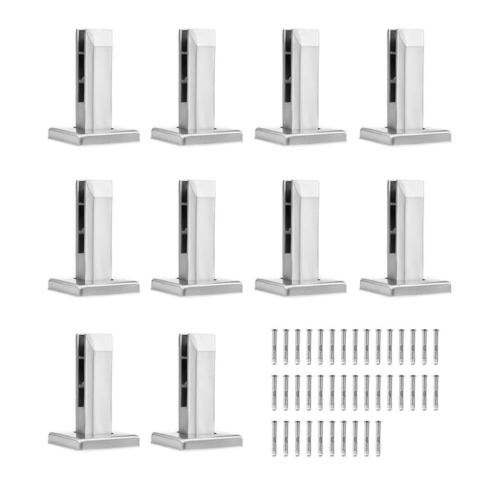 VEVOR Glass Clamp 10-PCS Railing Bracket 6.3 in. H x 4 in. W Silver 304 Stainless Steel for 0.31 to 0.47 in. Stair Railing Kit