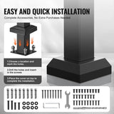 VEVOR Handrails for Outdoor Steps 2-3 Step Stair Hand Rail Kit Transitional Carbon Steel Railings with Installation Kit