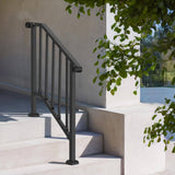 VEVOR Handrails for Outdoor Steps 2-3 Step Stair Hand Rail Kit Transitional Carbon Steel Railings with Installation Kit