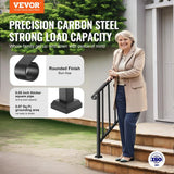 VEVOR Handrails for Outdoor Steps 2-3 Step Stair Hand Rail Kit Transitional Carbon Steel Railings with Installation Kit