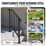 VEVOR Handrails for Outdoor Steps 2-3 Step Stair Hand Rail Kit Transitional Carbon Steel Railings with Installation Kit