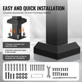 VEVOR Handrails for Outdoor Steps 1-2 Step Stair Hand Rail Kit Transitional Carbon Steel Railings 37.99 in. H x 3.31 in. W