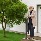 VEVOR Handrails for Outdoor Steps 1-2 Step Stair Hand Rail Kit Transitional Carbon Steel Railings 37.99 in. H x 3.31 in. W