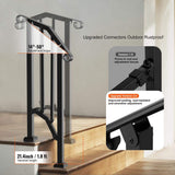 VEVOR Handrails for Outdoor Steps 1-2 Step Stair Hand Rail Kit Transitional Carbon Steel Railings 37.99 in. H x 3.31 in. W