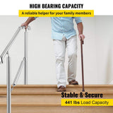 VEVOR Stainless Steel Handrail fit for Level Surface and 2 to 3 Adjustable Stair Outdoor Step Railings 441 lb. Capacity