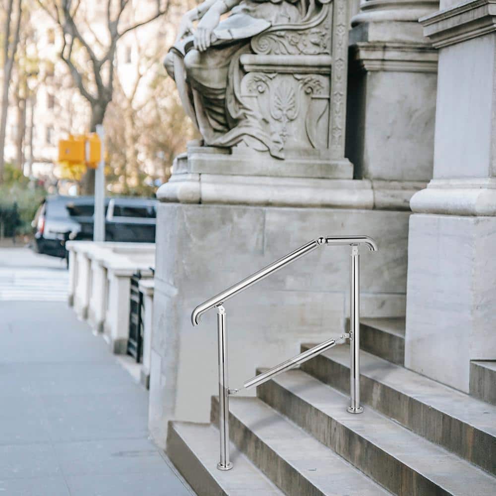 VEVOR Stainless Steel Handrail fit for Level Surface and 2 to 3 Adjustable Stair Outdoor Step Railings 441 lb. Capacity