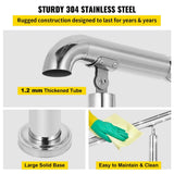 VEVOR Stainless Steel Handrail fit for Level Surface and 2 to 3 Adjustable Stair Outdoor Step Railings 441 lb. Capacity