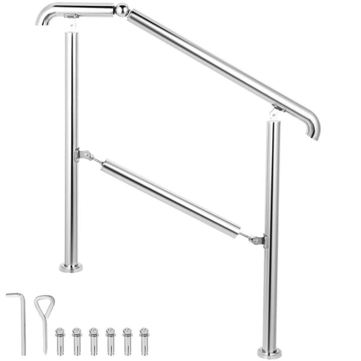 VEVOR Stainless Steel Handrail fit for Level Surface and 2 to 3 Adjustable Stair Outdoor Step Railings 441 lb. Capacity