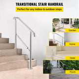 VEVOR Stainless Steel Handrail fit for Level Surface and 2 to 3 Adjustable Stair Outdoor Step Railings 441 lb. Capacity
