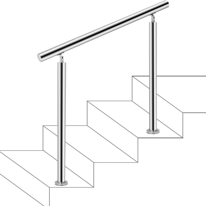 VEVOR Stainless Steel Handrail 220 lbs. Load Handrail for Outdoor Steps Fits 2 to 3 Steps with Screw Kit