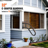 VEVOR Handrails for Outdoor Steps 18.9 in. x 3.15 in. Black steel Stair Railing Kit Wall Mount Railings 1-3 Steps U-Shaped