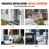 VEVOR Handrails for Outdoor Steps 18.9 in. x 3.15 in. Black steel Stair Railing Kit Wall Mount Railings 1-3 Steps U-Shaped