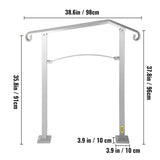 VEVOR Stair Railing Hand Rail Kit Fit 2 or 3 Steps Alloy Metal Step Handrail for Outdoor