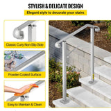 VEVOR Stair Railing Hand Rail Kit Fit 2 or 3 Steps Alloy Metal Step Handrail for Outdoor