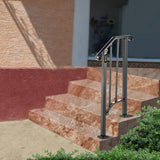VEVOR 1 ft. Handrails for Outdoor Steps Fit 1 or 2 Steps Outdoor Stair Railing Wrought Iron Handrail with baluster, Black