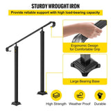 VEVOR Fit 1 to 3 Steps Outdoor Stair Railing Wrought Iron Handrail Transitional Hand railings Handrails for Outdoor Steps