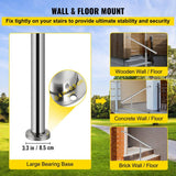 VEVOR 59 in. W x 35.4 in. H Single Post Handrails 304 Stainless Steel Handrails for Outdoor Steps, Silver