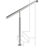 VEVOR 59 in. W x 35.4 in. H Single Post Handrails 304 Stainless Steel Handrails for Outdoor Steps, Silver