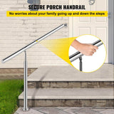 VEVOR 59 in. W x 35.4 in. H Single Post Handrails 304 Stainless Steel Handrails for Outdoor Steps, Silver