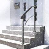 VEVOR 2 ft. Wrought Iron Handrail Fit 2 or 3 Steps Handrails for Outdoor Steps Flexible Porch Railing, Black
