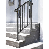 VEVOR 2 ft. Handrails for Outdoor Steps Fit 2 or 3 Steps Outdoor Stair Railing Wrought Iron Handrail with baluster, Black