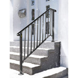 VEVOR 4 ft. Handrails for Outdoor Steps Fit 4 or 5 Steps Outdoor Stair Railing Wrought Iron Handrail with baluster, Black