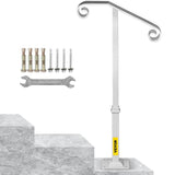 VEVOR Single Post Handrail 38.8 in. H x 20.5 in. W White Wrought Iron Stair Railing Kit Post Mount Step Grab Supports