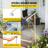 VEVOR Single Post Handrail 38.8 in. H x 20.5 in. W White Wrought Iron Stair Railing Kit Post Mount Step Grab Supports