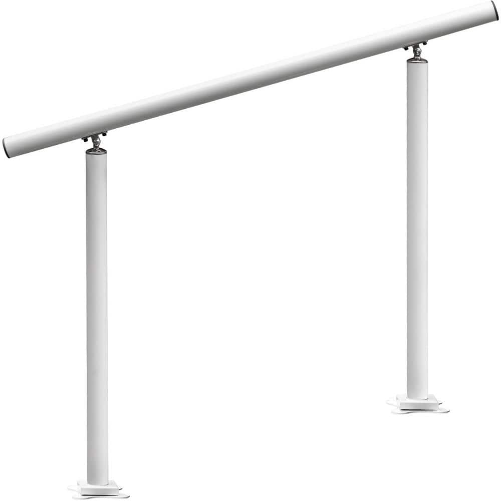 VEVOR 3 ft. Aluminum Handrail Fits 2 Steps or 3 Steps Flexible Handrails for Outdoor Deck, White