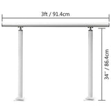 VEVOR 3 ft. Aluminum Handrail Fits 2 Steps or 3 Steps Flexible Handrails for Outdoor Deck, White