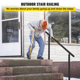 VEVOR 5 ft. Outdoor Stair Railing Fits 4-5 Steps Adjustable Angle Aluminum Stair Handrails for Outdoor Steps, Black
