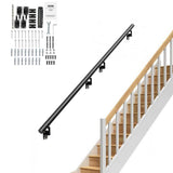 VEVOR Handrail Stair Railing 7 in. H x 84.6 in. W Wall Mount Handrails Black Aluminum Alloy handrails for indoor stairs