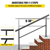 VEVOR 60 in. W x 35 in. H Adjustable Handrail Fits 4 Steps or 5 Steps Aluminum Handrails for Outdoor Steps, Black