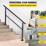 VEVOR 60 in. W x 35 in. H Adjustable Handrail Fits 4 Steps or 5 Steps Aluminum Handrails for Outdoor Steps, Black