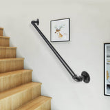 VEVOR 3 ft. Pipe Stair Handrail 440 lbs. Load Capacity Wall Mounted Handrail Round Corner Handrails for Outdoor Steps, Black