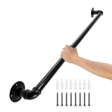 VEVOR 3 ft. Pipe Stair Handrail 440 lbs. Load Capacity Wall Mounted Handrail Round Corner Handrails for Outdoor Steps, Black