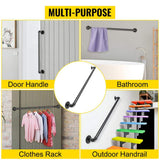 VEVOR 3 ft. Pipe Stair Handrail 440 lbs. Load Capacity Wall Mounted Handrail Round Corner Handrails for Outdoor Steps, Black