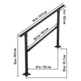 VEVOR Outdoor Stair Railing Fits for 1 to 3 Steps Transitional Wrought Iron Handrail Adjustable Exterior Stair Railing